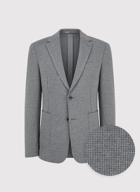 Szara marynarka w pepitkę z dzianiny