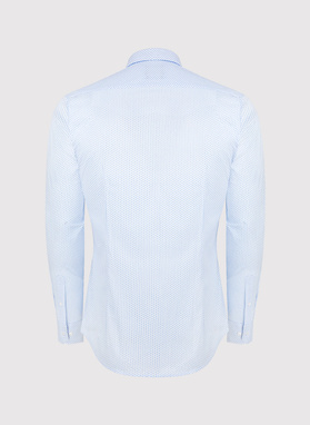 Biała koszula męska w niebieski mikrowzór