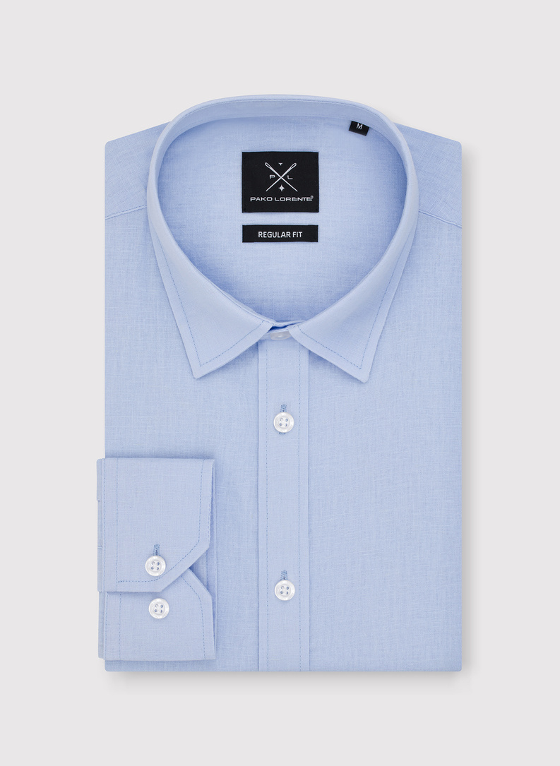 Niebieska koszula męska z lnem