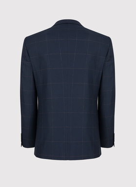Granatowa marynarka garniturowa w kratę Windowpane