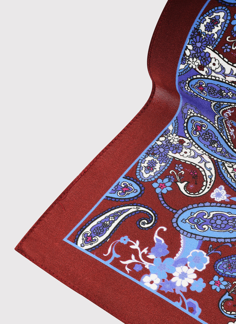 Bordowa wzorzysta poszetka męska