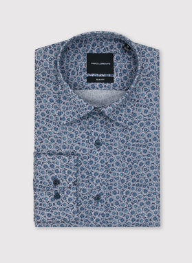 Niebieska koszula męska w kwiaty