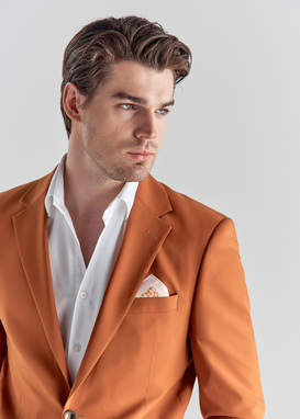 Pomarańczowa marynarka garniturowa P22SF-3G-021-P-S