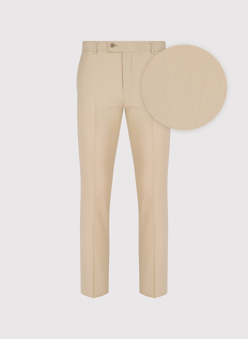 Beżowe spodnie garniturowe z wełny