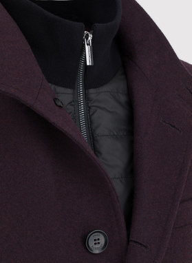 Wełniany płaszcz męski w kolorze bordowym