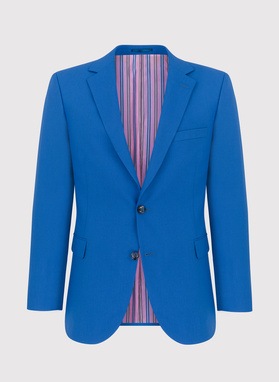 Gładki niebieski garnitur męski