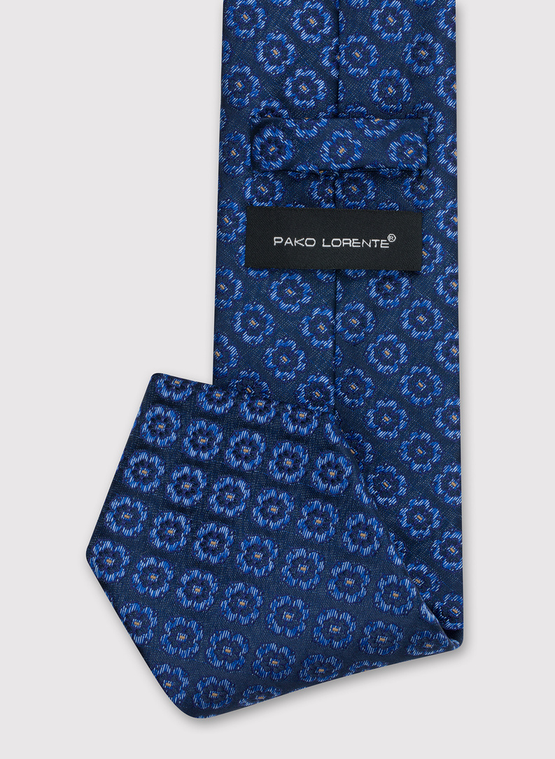 Niebieski krawat męski w geometryczny wzór