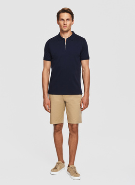 Granatowe polo z bawełny merceryzowanej