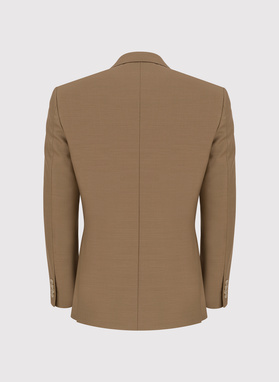 Jasnobrązowa garniturowa marynarka męska z wełną