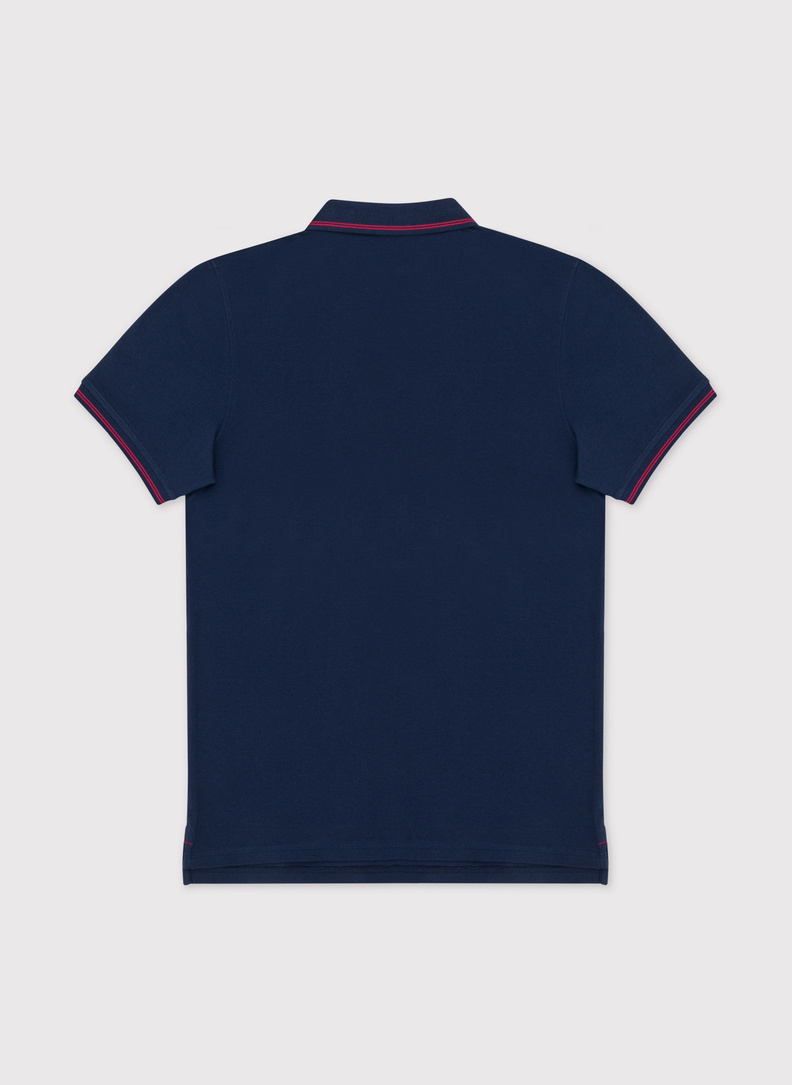 Gładki t-shirt polo w kolorze granatowym