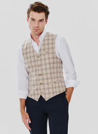 Jednorzędowa kamizelka męska w kratę