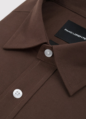 Brązowa koszula męska z bawełny