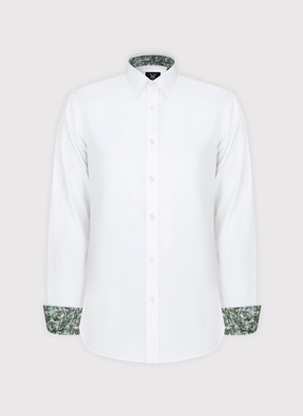 Biała koszula męska z kontrastowym wykończeniem