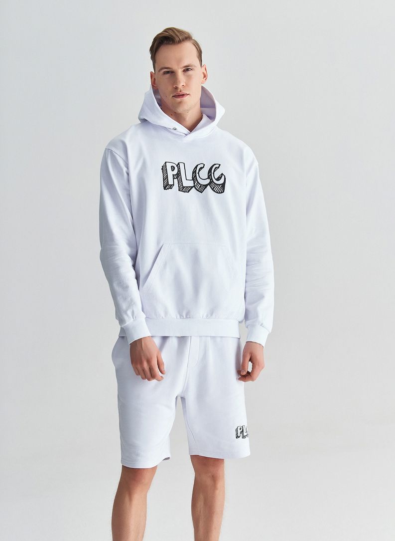 Biała bluza oversize z kapturem C22SF-2K-001-B-0