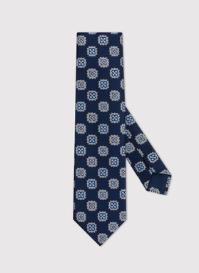 Granatowy krawat męski we wzór geometryczny