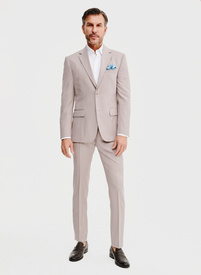 Gładki różowy garnitur męski