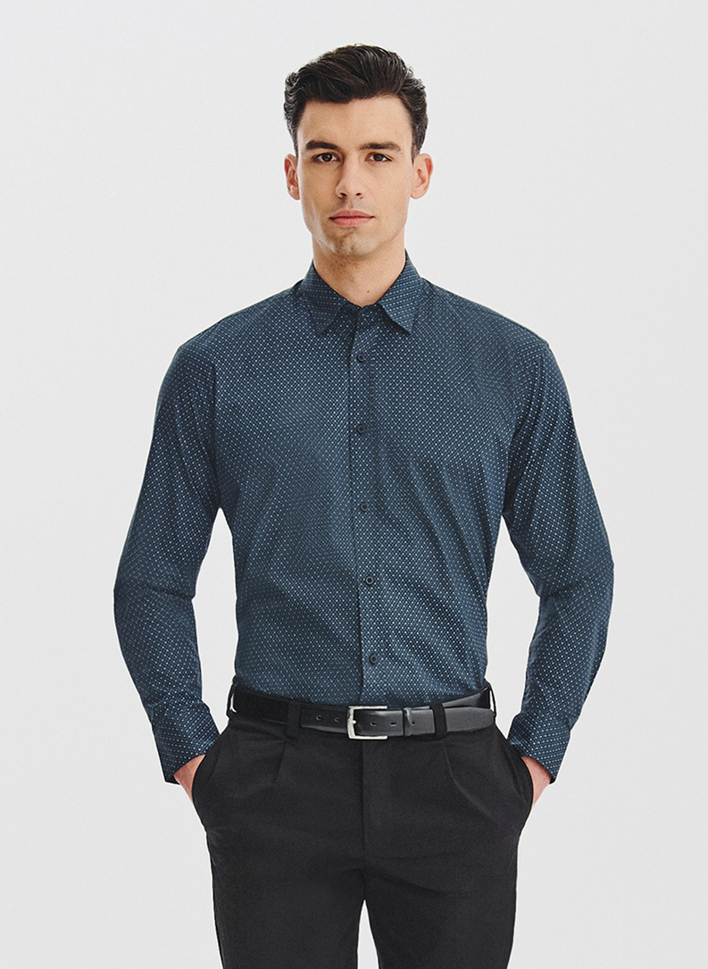 Czarna koszula męska wzór geometryczny