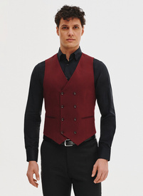 Bordowa dwurzędowa kamizelka męska