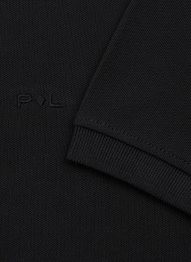 Czarny gładki t-shirt polo