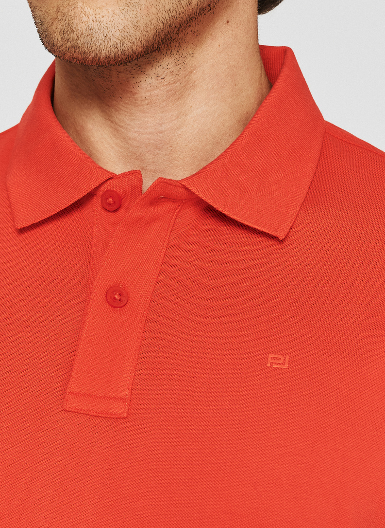 Pomarańczowe bawełniane polo męskie
