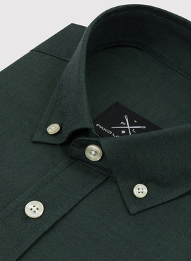 Gładka koszula męska zielona długi rękaw