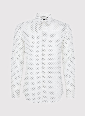 Biała koszula męska w drobny wzór o fasonie Slim Fit