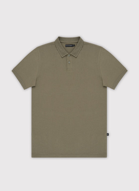 Gładki bawełniany t-shirt polo w kolorze zielonym