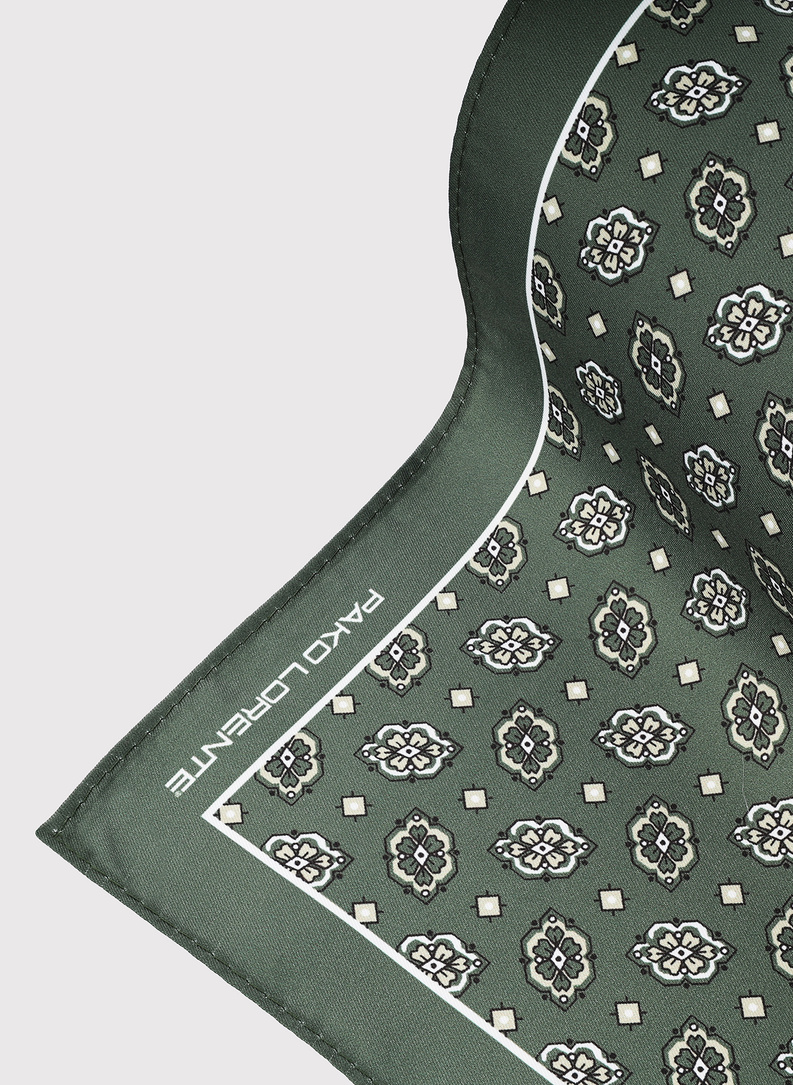 Zielona poszetka męska we wzory