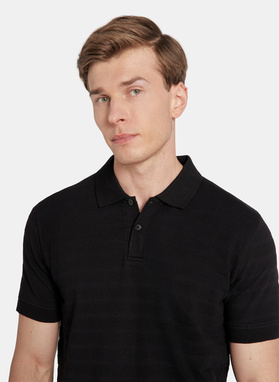 Czarne bawełniane polo w prążki