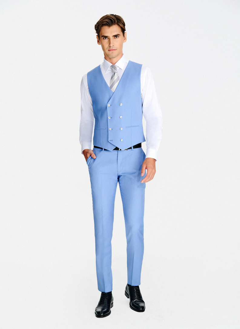 Niebieskie wełniane spodnie garniturowe