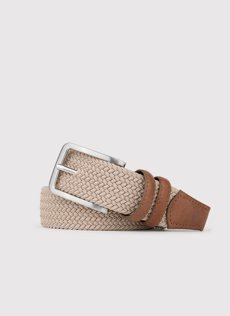 Beżowy pleciony pasek męski