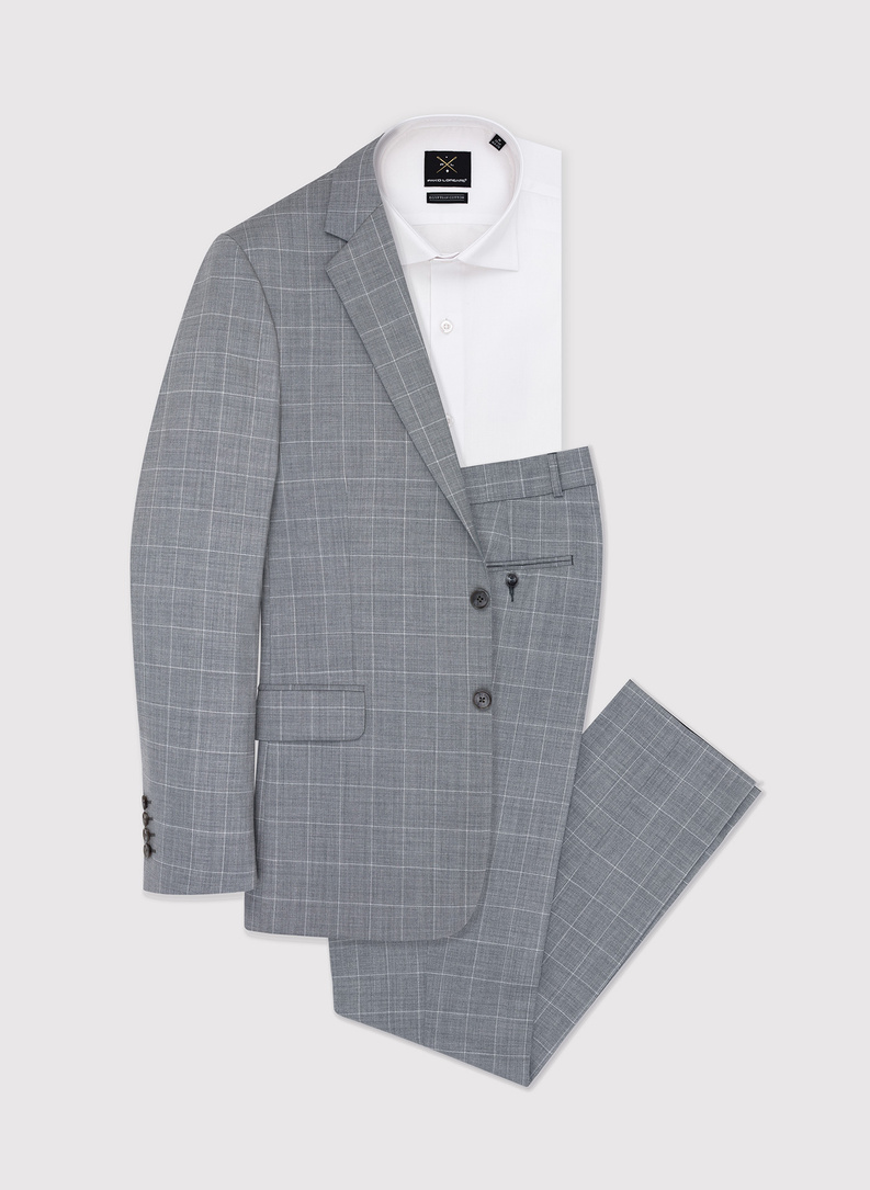 Szara marynarka garniturowa z wełną