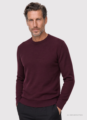 Śliwkowy sweter męski o-neck