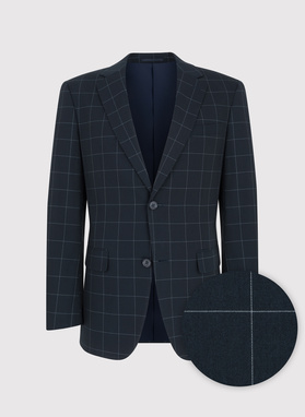 Granatowa marynarka garniturowa w kratę