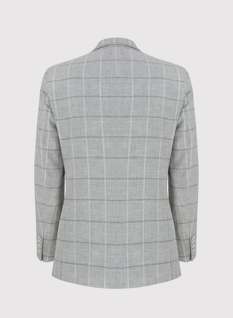 Jasnoszara marynarka męska w kratkę 