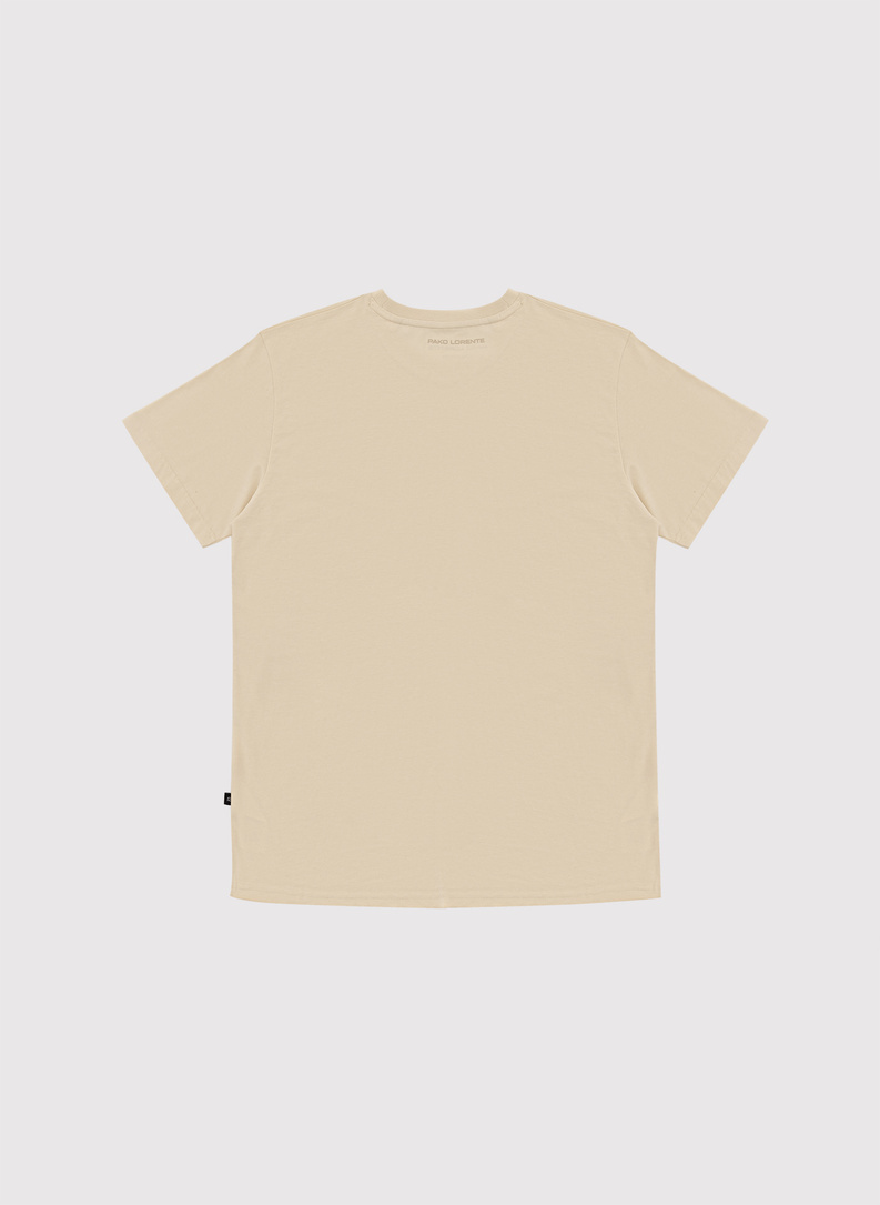 Bawełniany t-shirt męski w kolorze beżowym