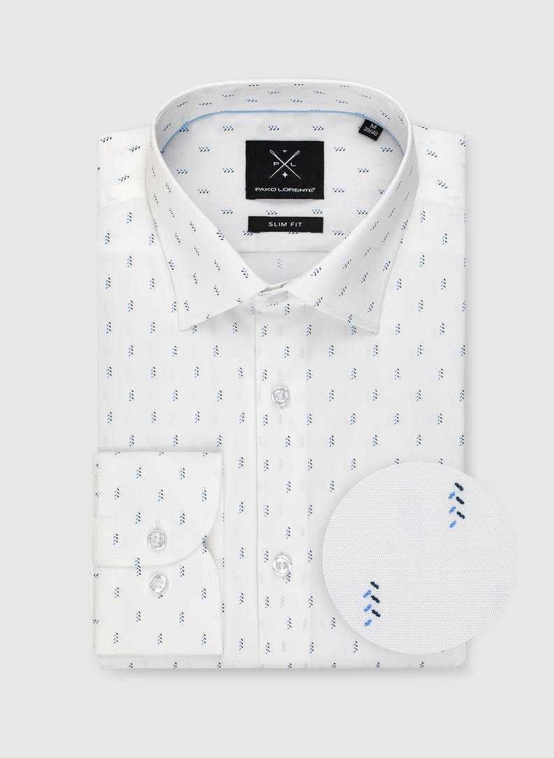 Biała koszula męska w mikrowzór