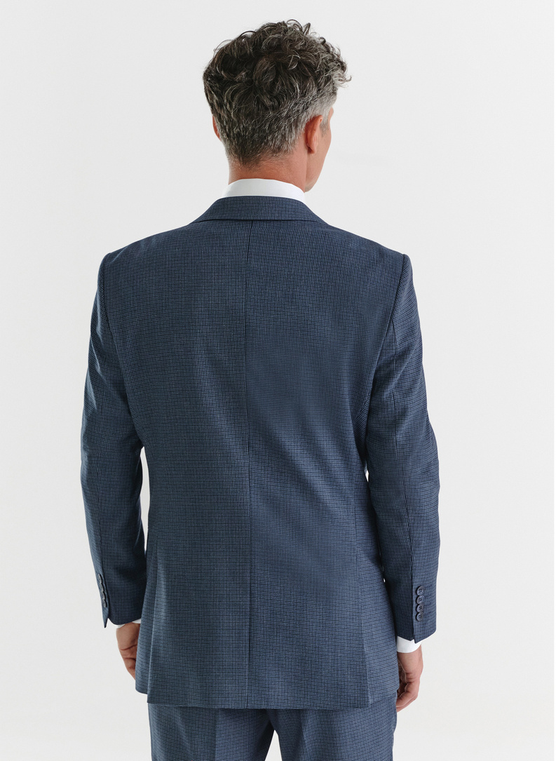 Granatowa marynarka garniturowa w pepitkę