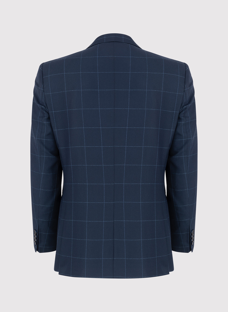 Granatowa marynarka w kratę Windowpane