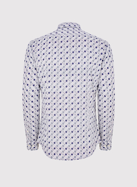 Męska koszula w kolorze białym w granatowy wzór