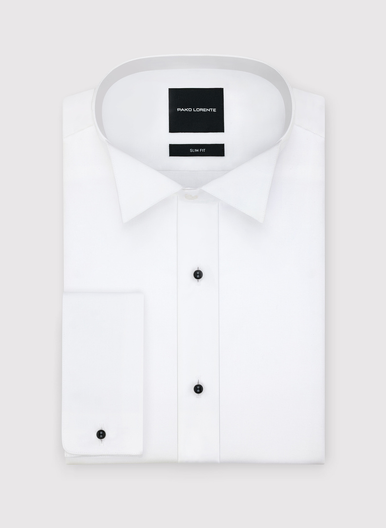 Biała smokingowa koszula męska