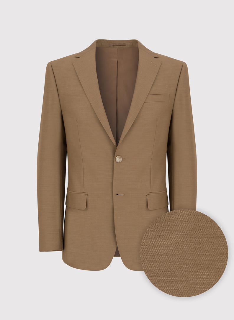 Jasnobrązowy męski garnitur z wełną