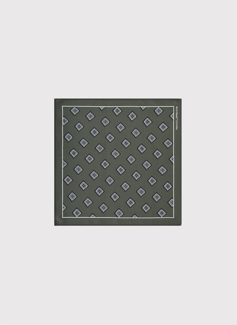 Zielona poszetka męska w romby