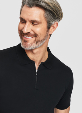 Czarne polo z bawełny merceryzowanej