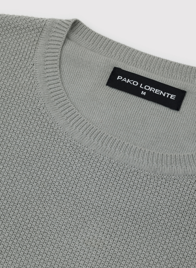 Szałwiowy sweter męski o-neck