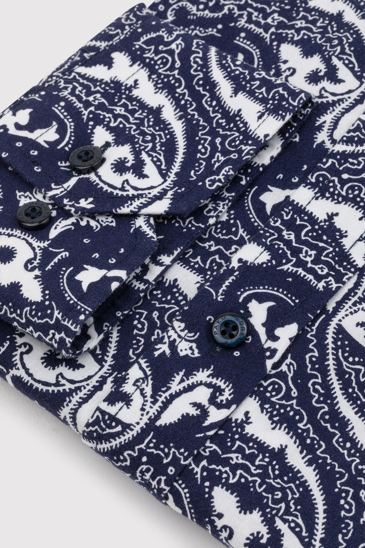 Granatowa koszula w oryginalny wzór
