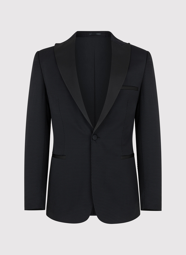 Czarna marynarka smokingowa w mikrowzór 
