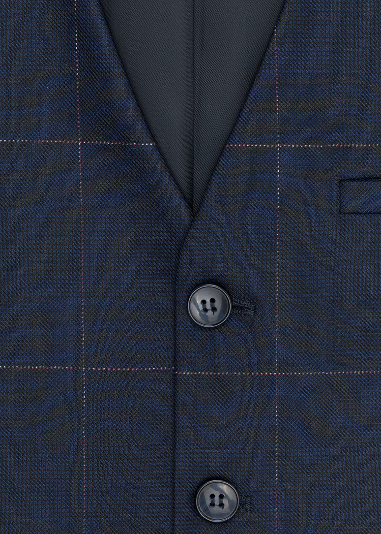 Granatowa kamizelka garniturowa w kratę Windowpane