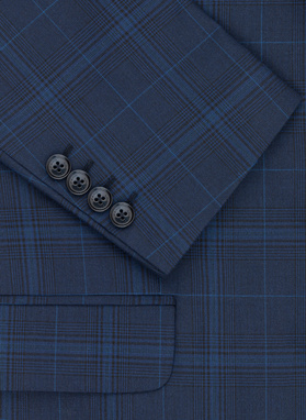 Granatowa męska marynarka w kratę