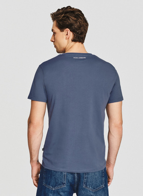 Bawełniany t-shirt męski w kolorze niebieskim